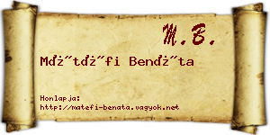 Mátéfi Benáta névjegykártya